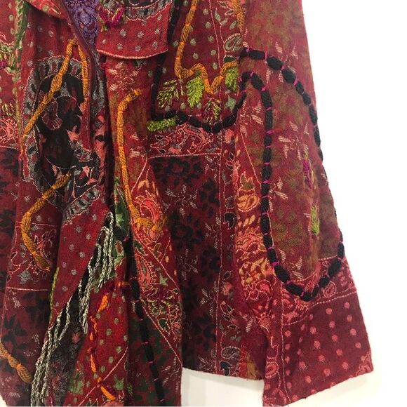 Multiples Colorful Embroidered and Patterned Asymmetrical Statement Jacket - Picture 12 of 16
